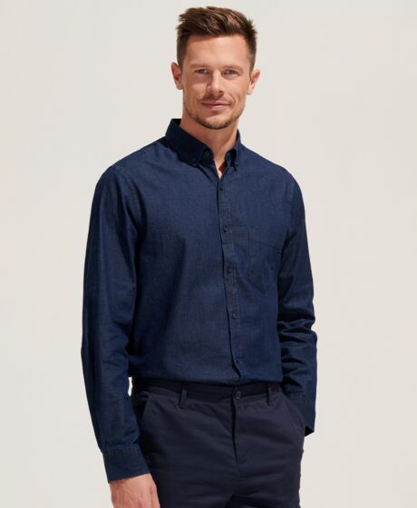 SOL'S Barry Long Sleeve Denim Shirt Thumbnail